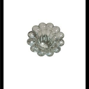 Vintage Borgonovo Italian Glass Flower Petals Shaped Clear Candle Holder